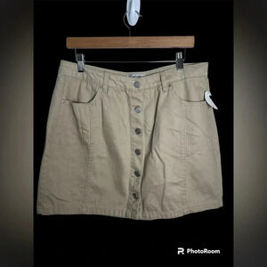 Charlotte Russe Refuge XL Tan Button Down Mini Skirt